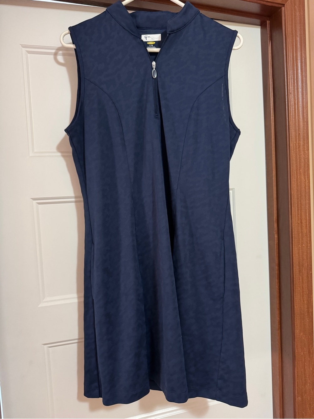 Greg Norman Collection Sleeveless Navy Zip-Front A-Line Dress